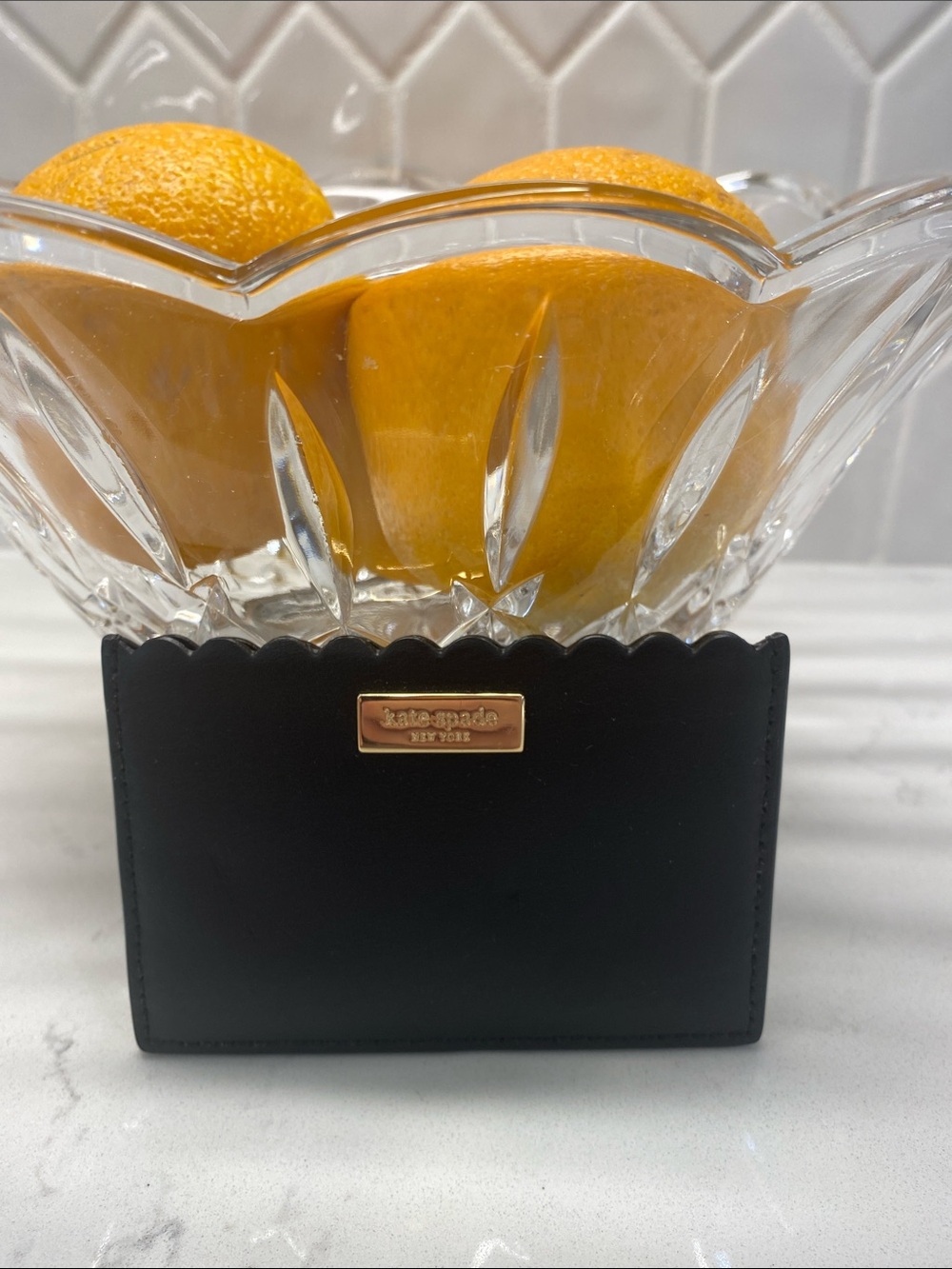 Kate Spade Kenzie Small Cardholder Wallet Black Saffiano Card Holder Gold NWOT ✨